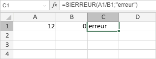 Fonction SIERREUR : si erreur
